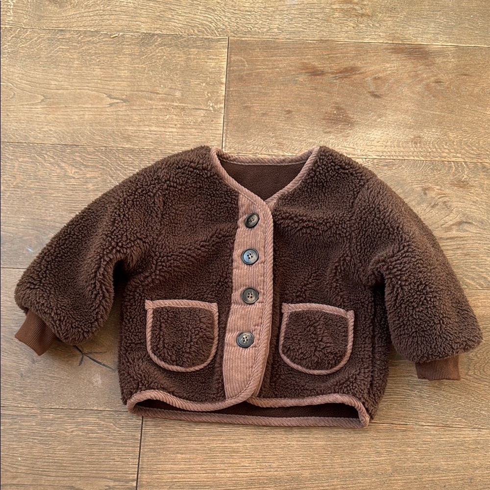 Brown Kids Jacket with Button Detail- size 3T